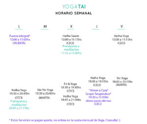 Horarios Yoga Tai Barcelona